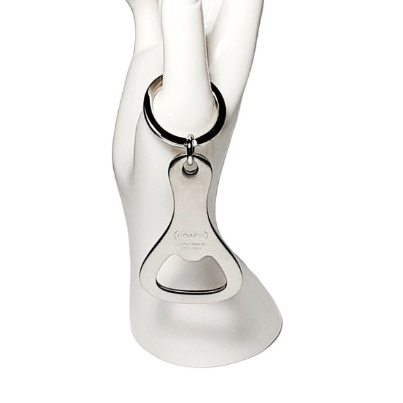 Coach Accessories Coach Bottle Opener Brushed Nickel Type Finish Keychain Ring Fob Women Men